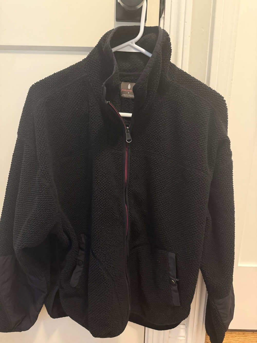 FP Movement by Free People Black Fleece Jacket with Dark Trim